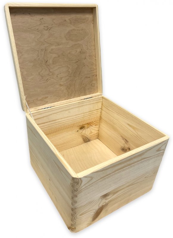 Large Square Wooden Storage Box with Lid Turners Retreat